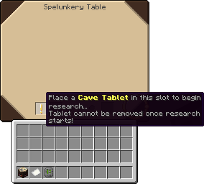 The in game guide of the spelunkery table.